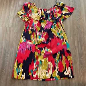Maggie London off the shoulder multicolor dress